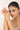 Woman with a minimalist bracelet on a plain background