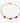 Gold bracelet with red gemstones and white pearls on a white background