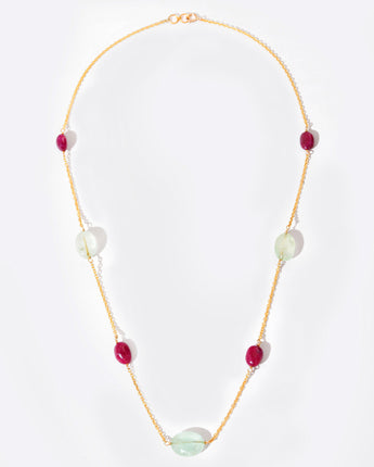 14K Solid Gold Emerald & Ruby By-the-Yard Necklace by Ratnavaali – view 1