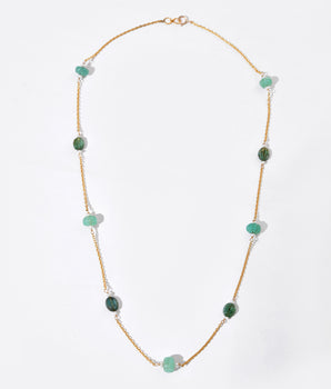 14K Solid Gold Natural Emerald Necklace by Ratnavaali – view 1