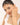 Woman wearing a bracelet on a plain background