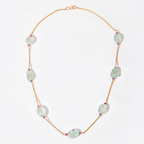 Collana da donna in oro massiccio 14K con smeraldi e rubini naturali, fatta a mano | Shvetamarakata